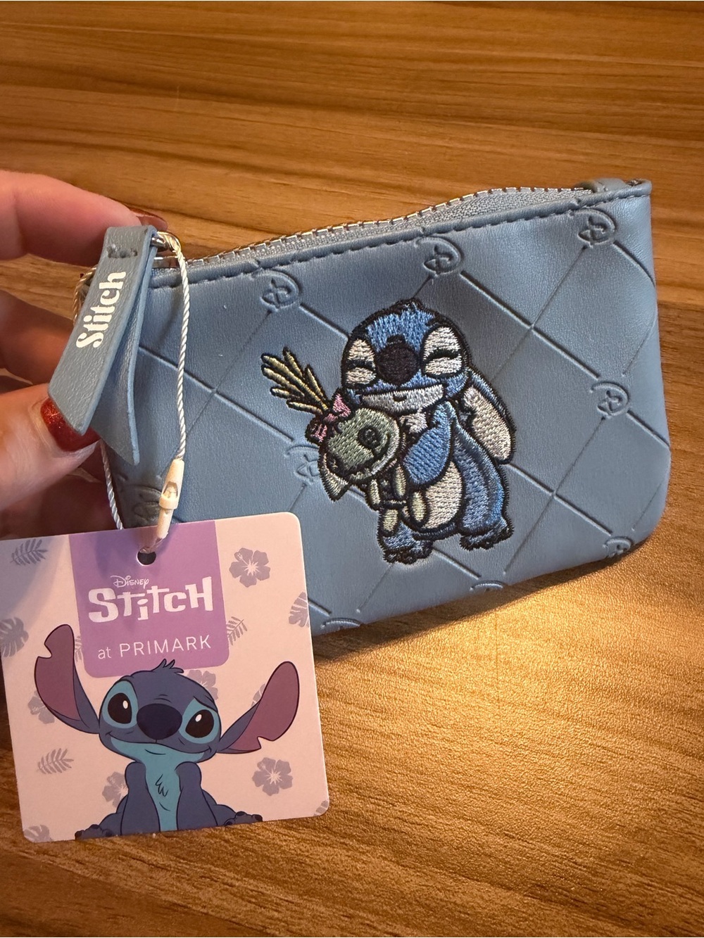 Primark Blue Quilted Stitch Coin Purse with Embroidered Motif